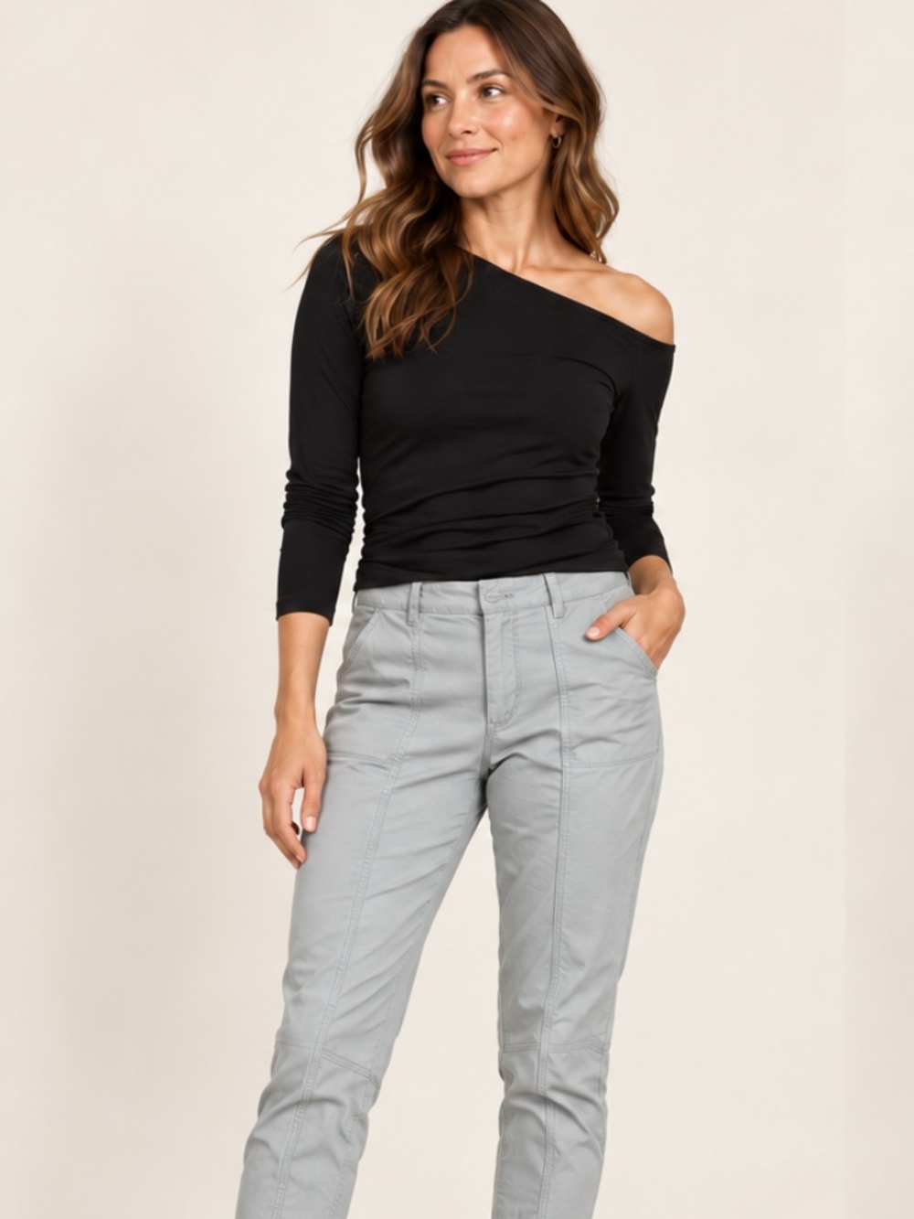 Ruti | Gray Slim Pants with Ankle Zippers | Size 4